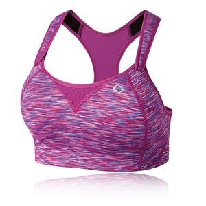 Moving Comfort Fiona Purple Rebound Racer Back Bra High Impact Wireless Gym 32B